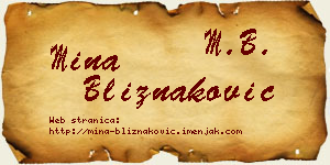 Mina Bliznaković vizit kartica